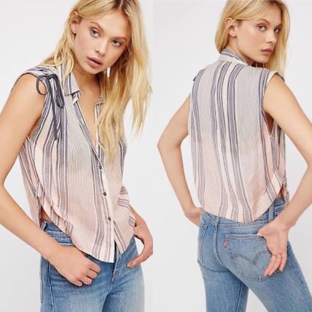 FREE PEOPLE baby blues striped top